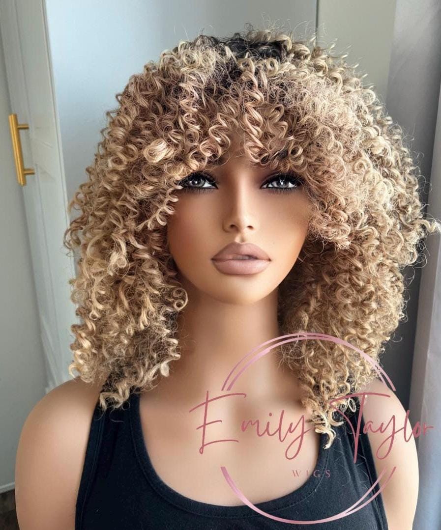 Curly Afro wig Premium Synthetic Wiig Different Colors Available Black Blonde Brown for women hair loss