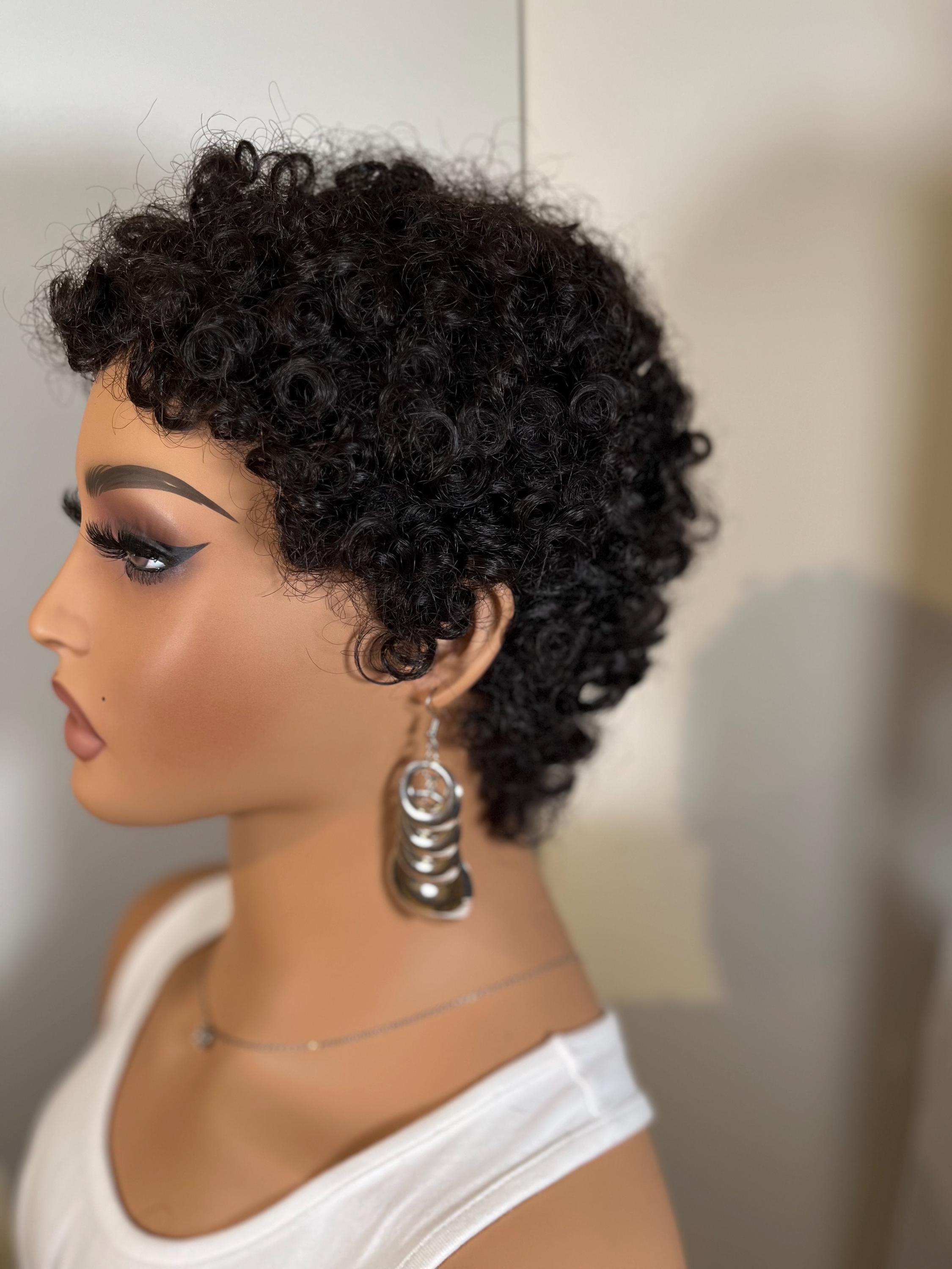 Short (TWA) human hair Afro Wig | Black color #1b