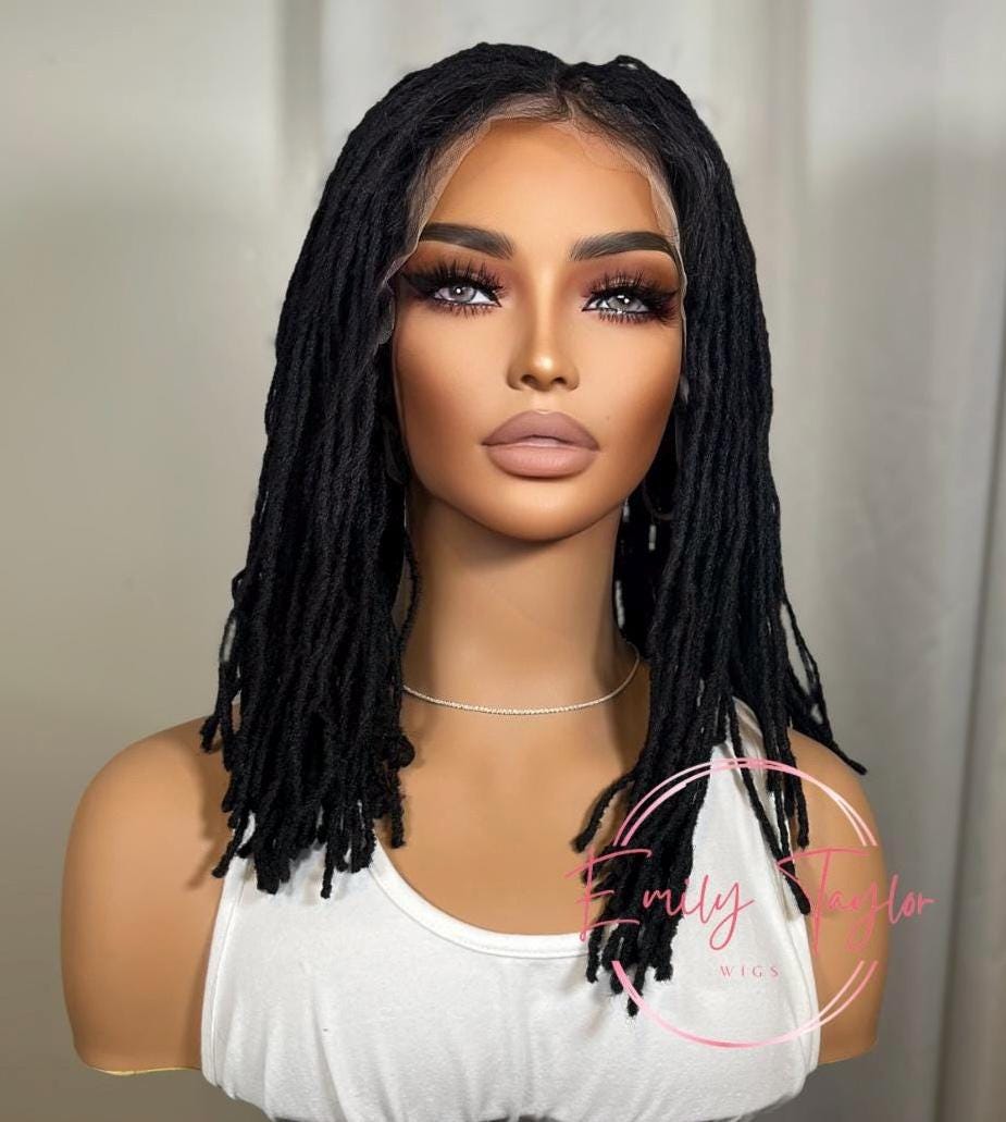 Full lace locs wig faux locs wig  Premium Synthetic fibers realistic curly faux loc wig straight faux loc wig women gift daily wear