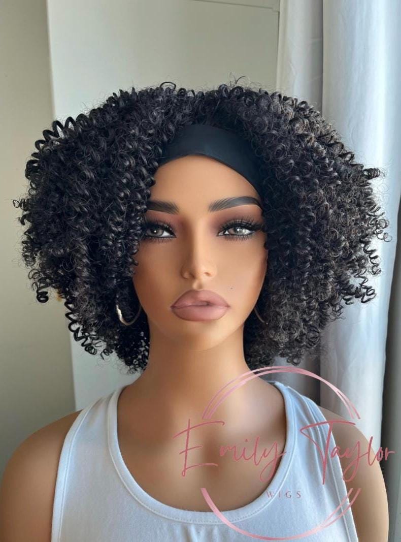 Headband curly Afro wig | Premium Synthetic fibers| color 1b