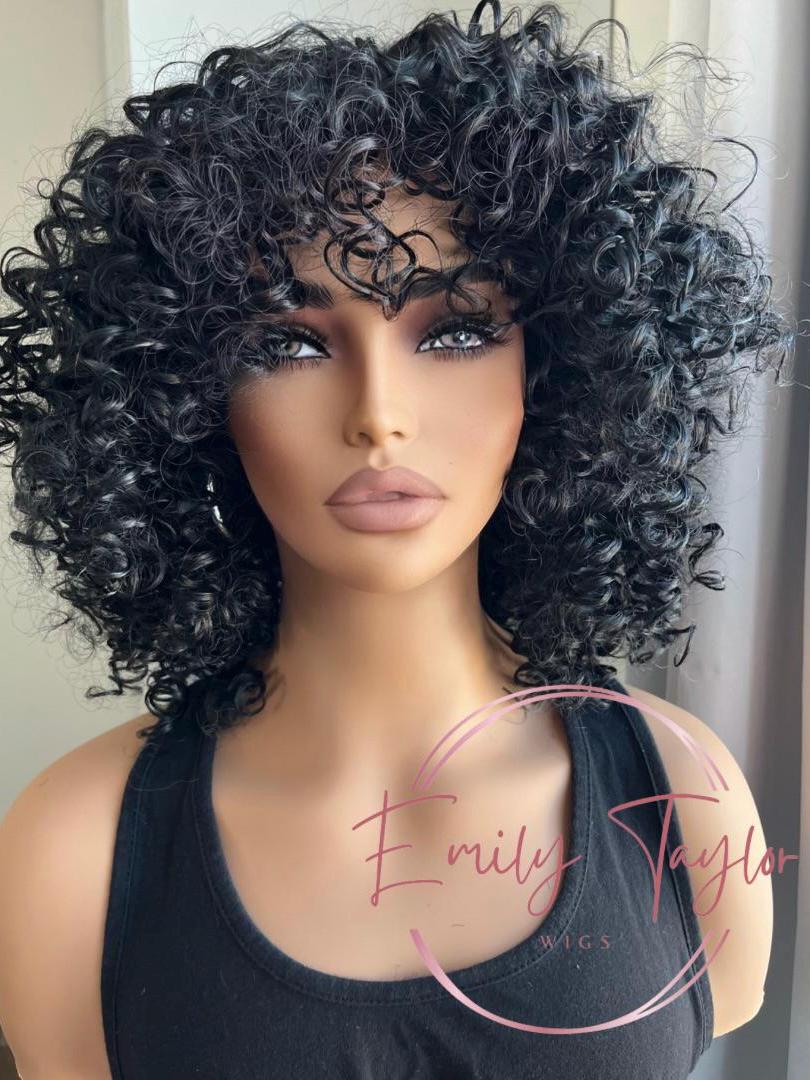 Black curly Afro wig Premium Synthetic fiber wig long wig blonde wig