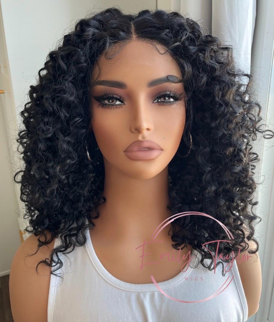 Big curly Afro lace front wig Premium Synthetic fibers color #1b red color wigs