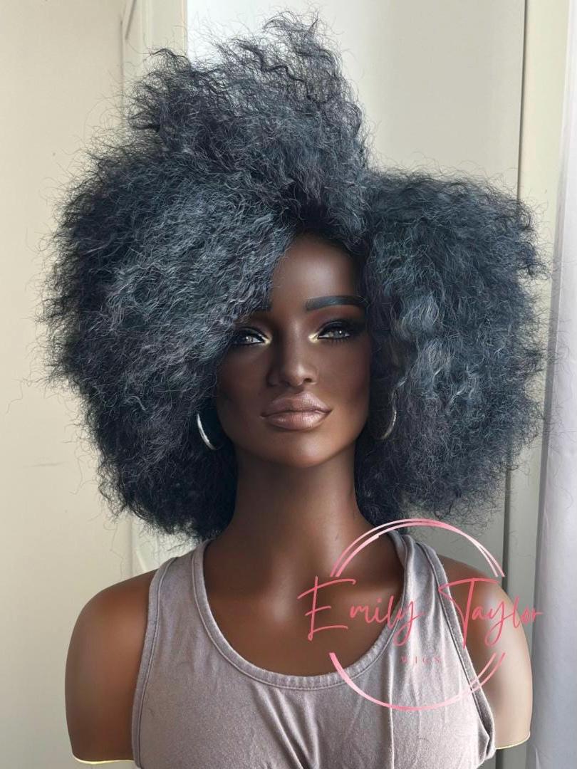 Kinky straight fluffy Afro wig chemo hair loss alopecia African American women black woman