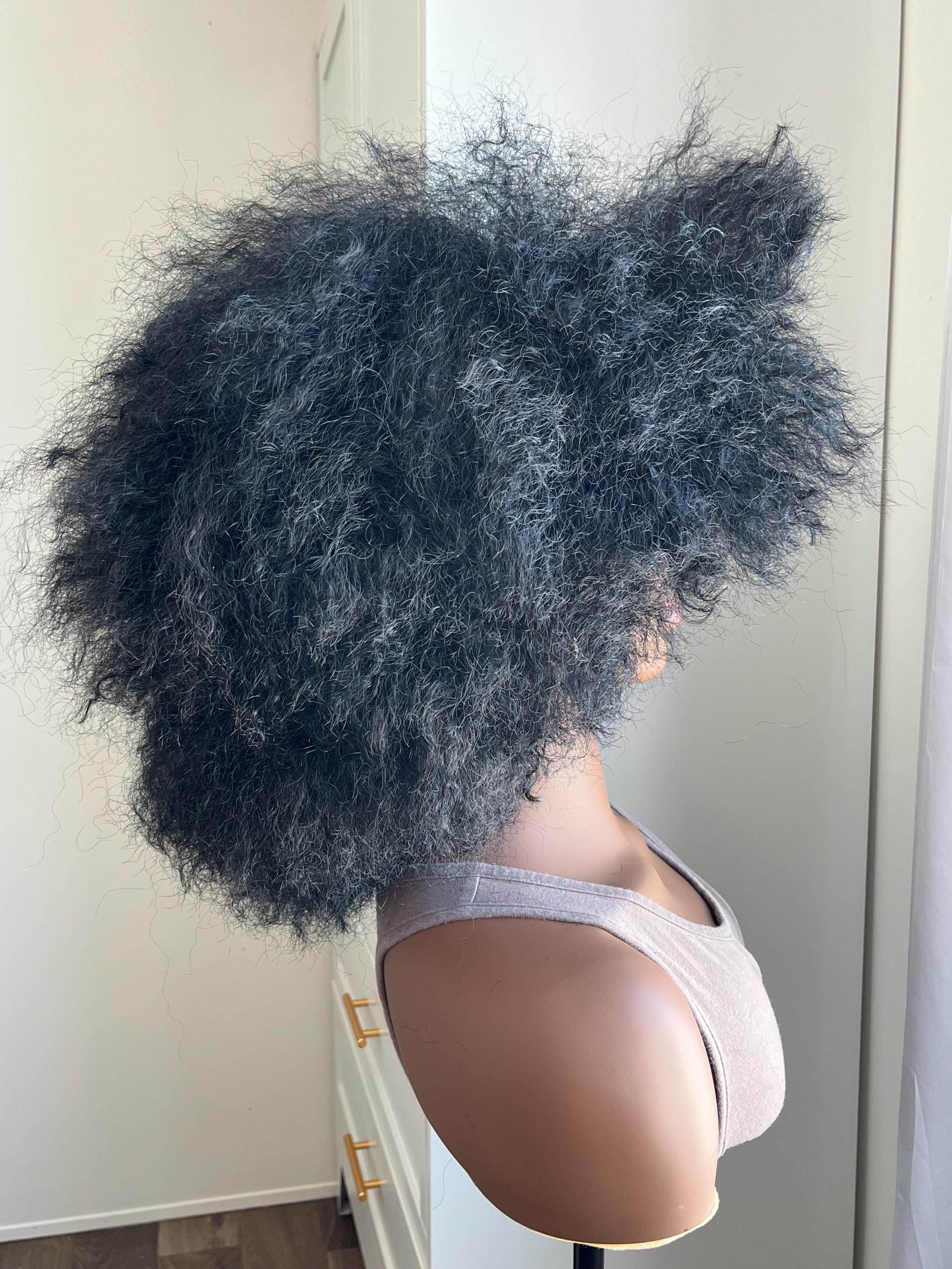 Kinky straight fluffy Afro wig chemo hair loss alopecia African American women black woman