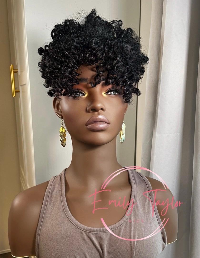 Black wig toppers| Easy and Quick | Premium Synthetic Fibers | curly Mohawk | locs | curly bang and bun