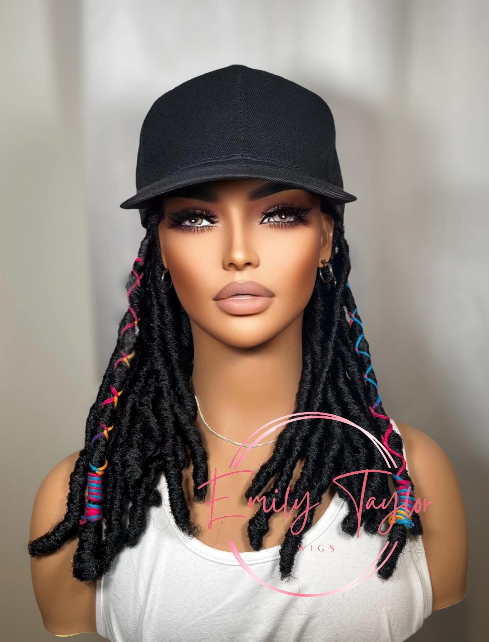 Black Locs Wig Hat for woman alopecia chemo