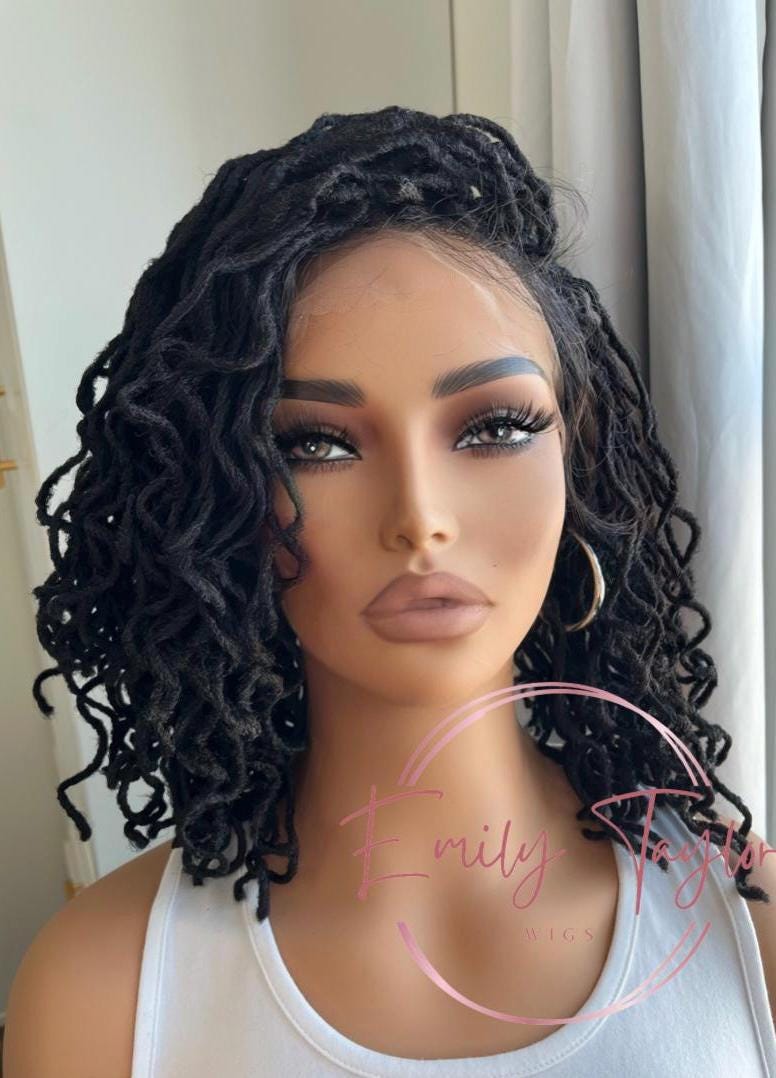 Full lace locs wig faux locs wig  Premium Synthetic realistic curly faux loc wig straight dread loc wig daily use for women