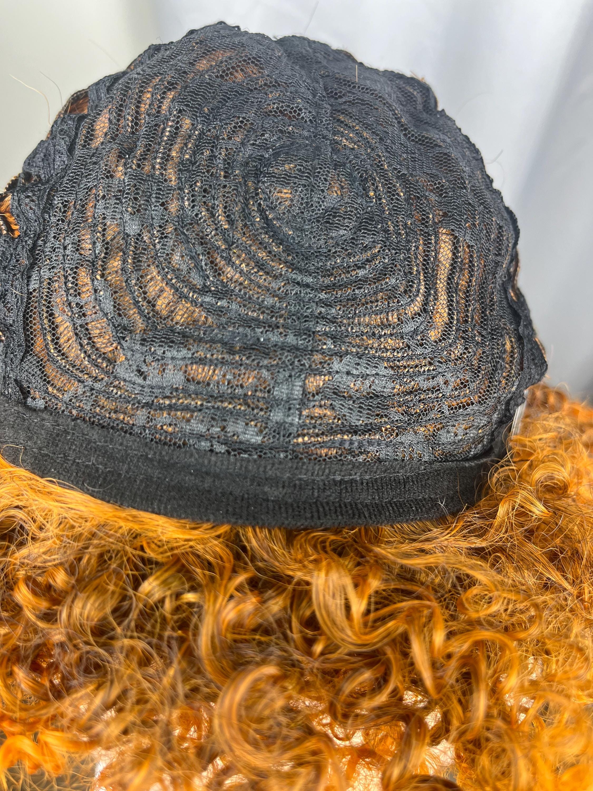Ginger curly Afro wig with dark brown roots Premium Synthetic fiber wig long wig for women hair loss alopecia