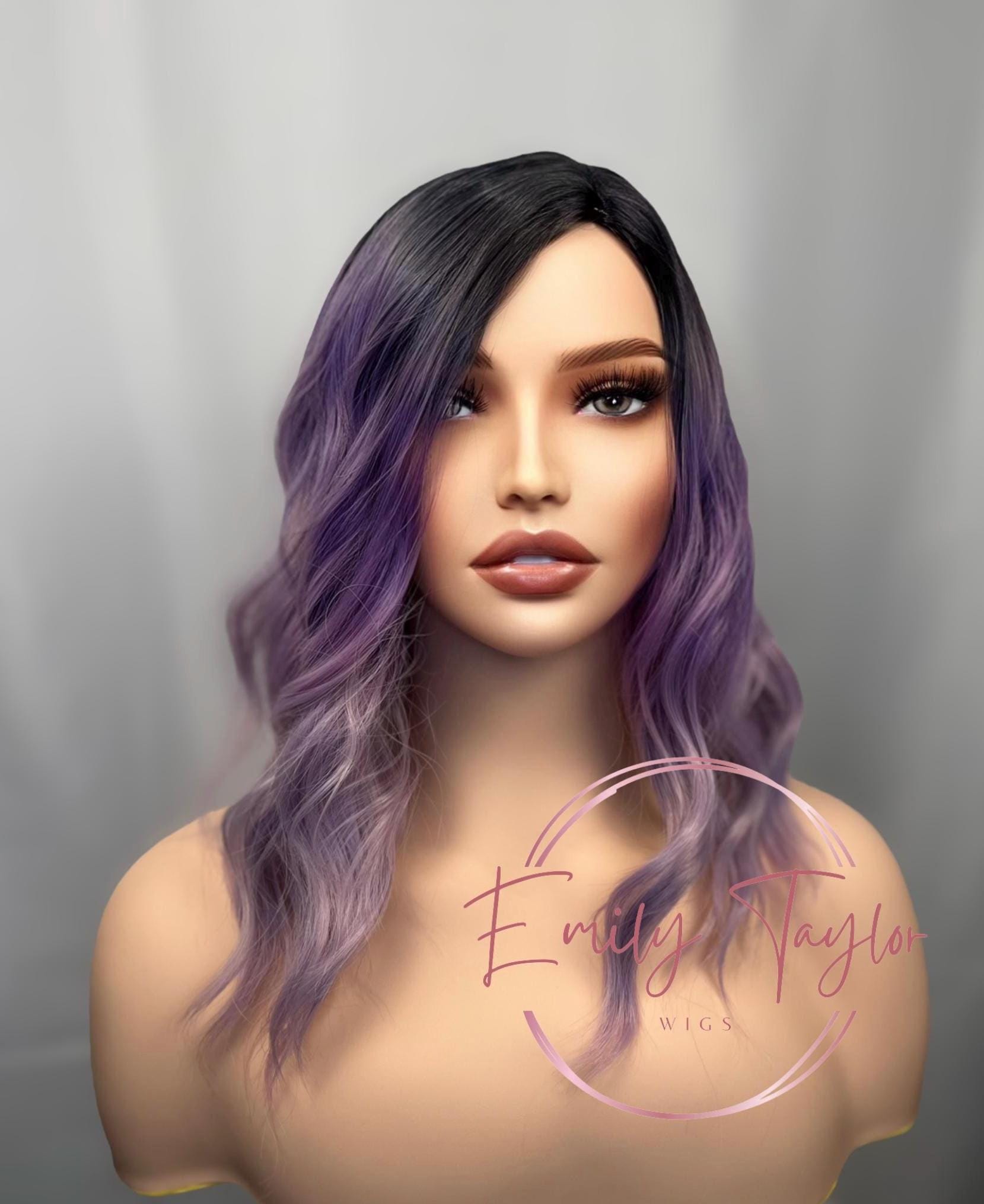 Purple ombré wig Synthetic wig party wig cosplay wig for women hair loss chemo alopecia