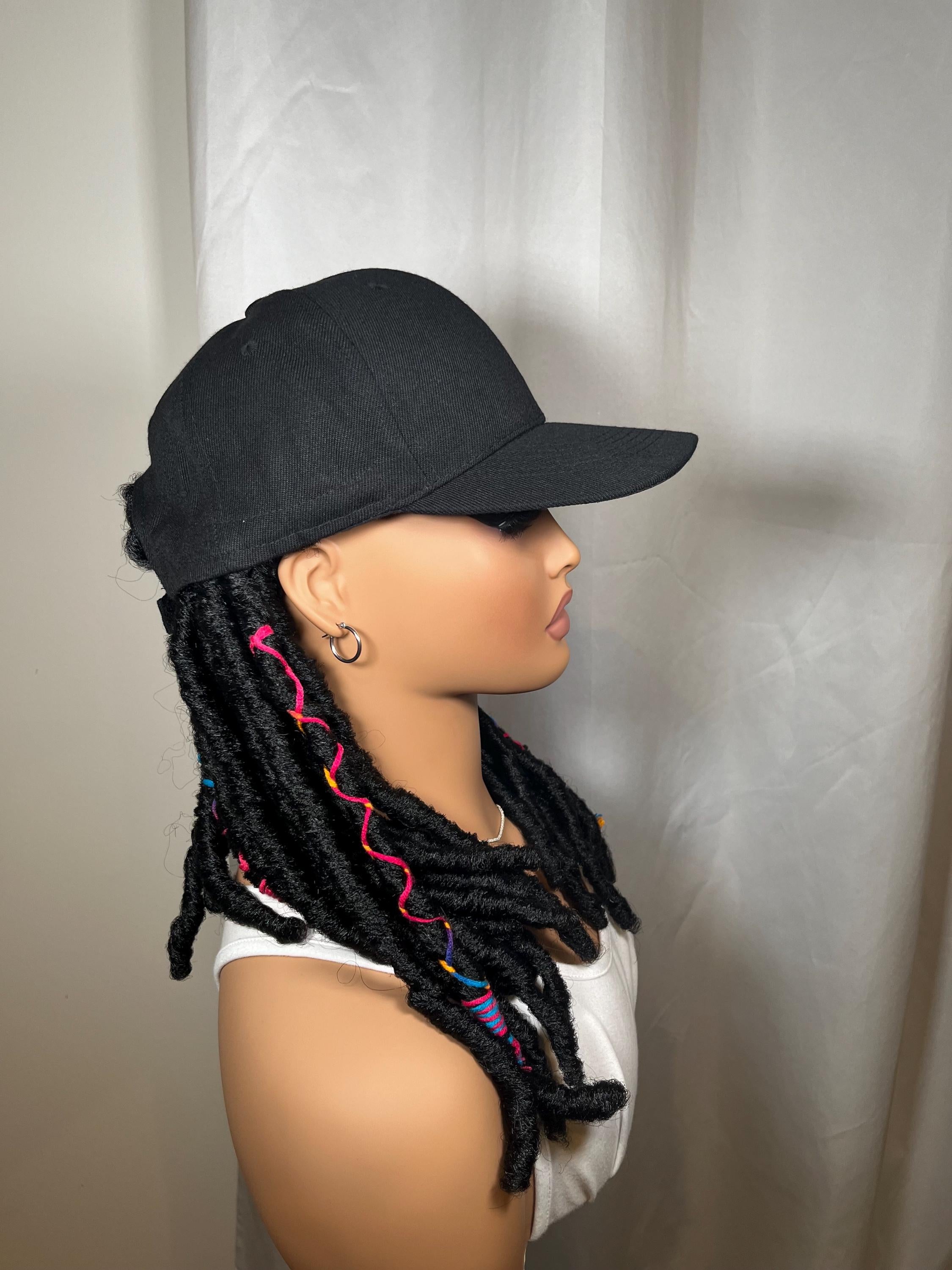 Black Locs Wig Hat for woman alopecia chemo