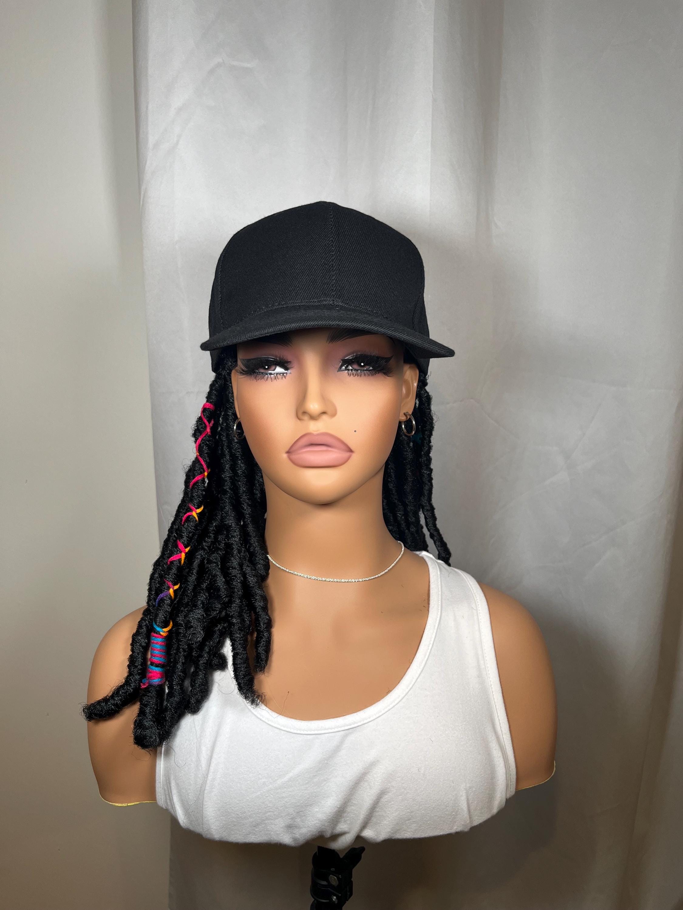 Black Locs Wig Hat for woman alopecia chemo