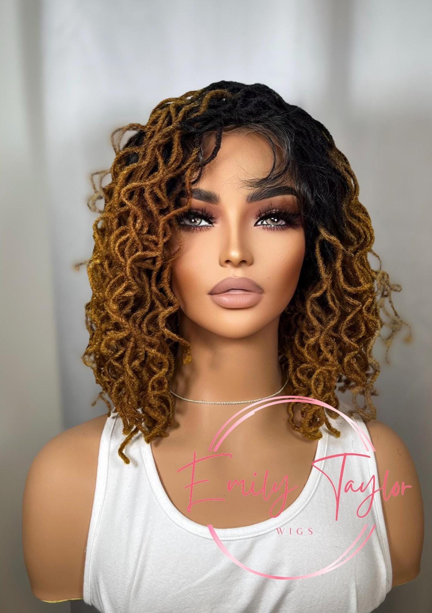 Loc wig Full lace faux locs wig  Premium Synthetic realistic curly faux loc wig straight dread loc wig daily use for women color 1b / 30T