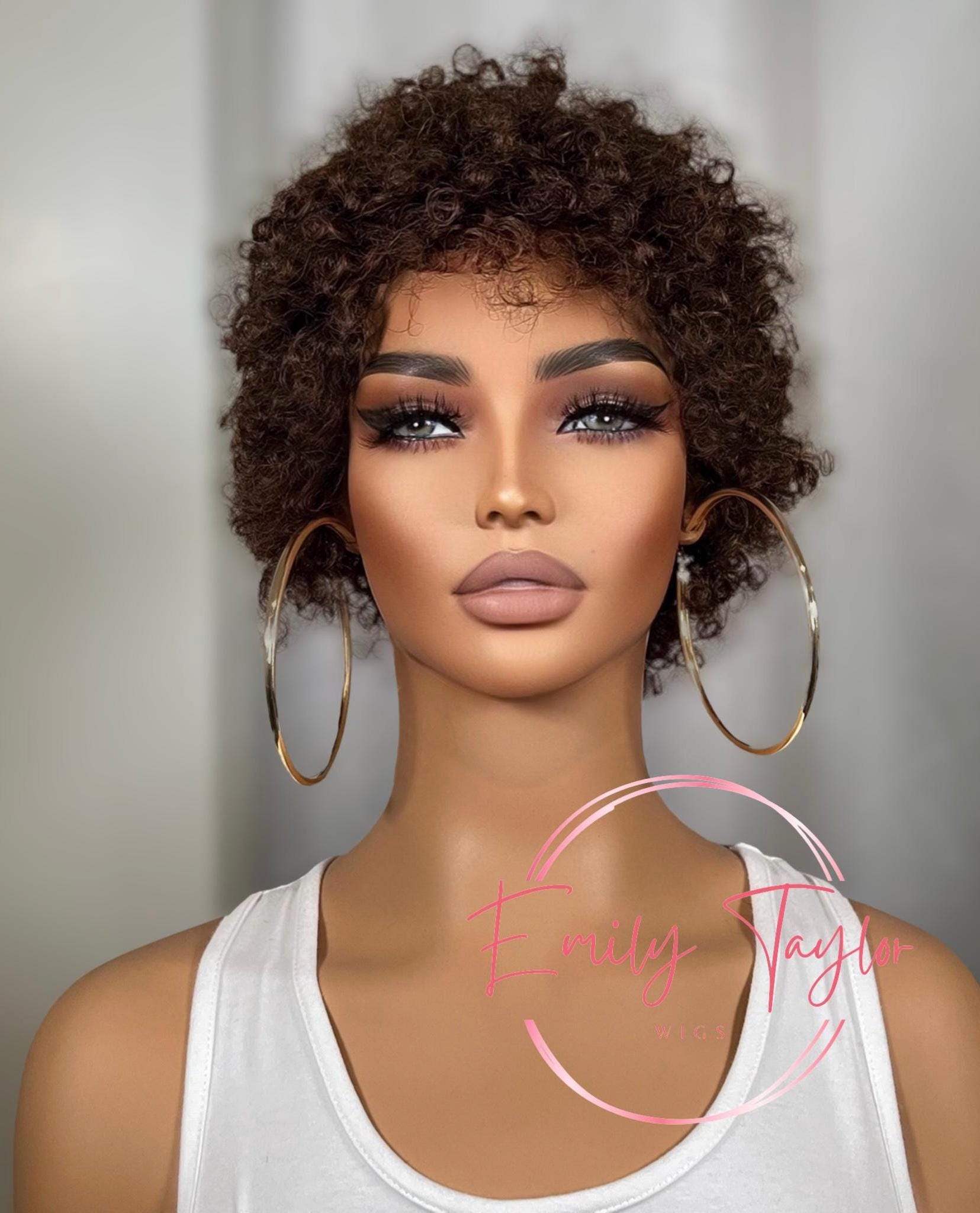 Short (TWA) human hair Afro Wig | Black color #1b