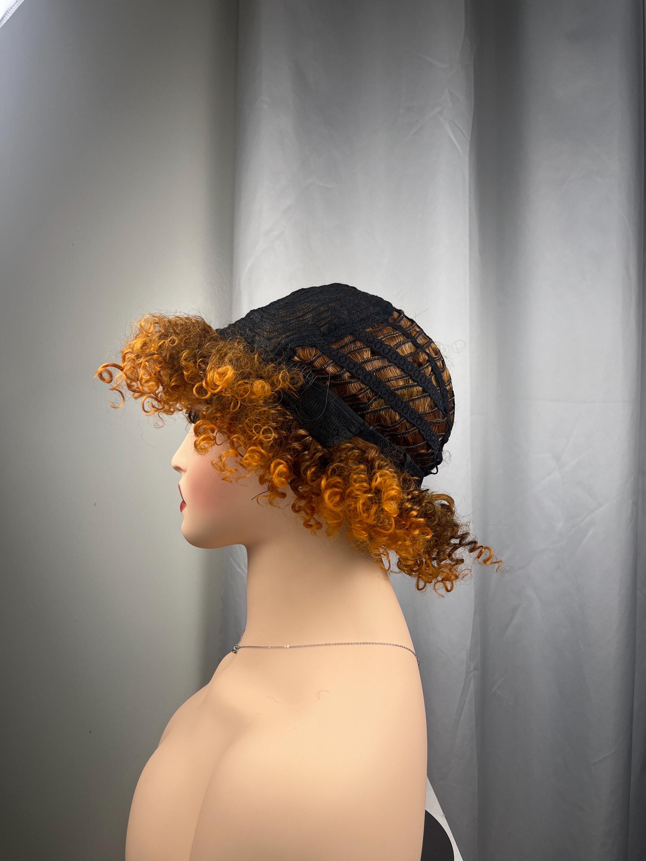 Ginger curly Afro wig with dark brown roots Premium Synthetic fiber wig long wig for women hair loss alopecia