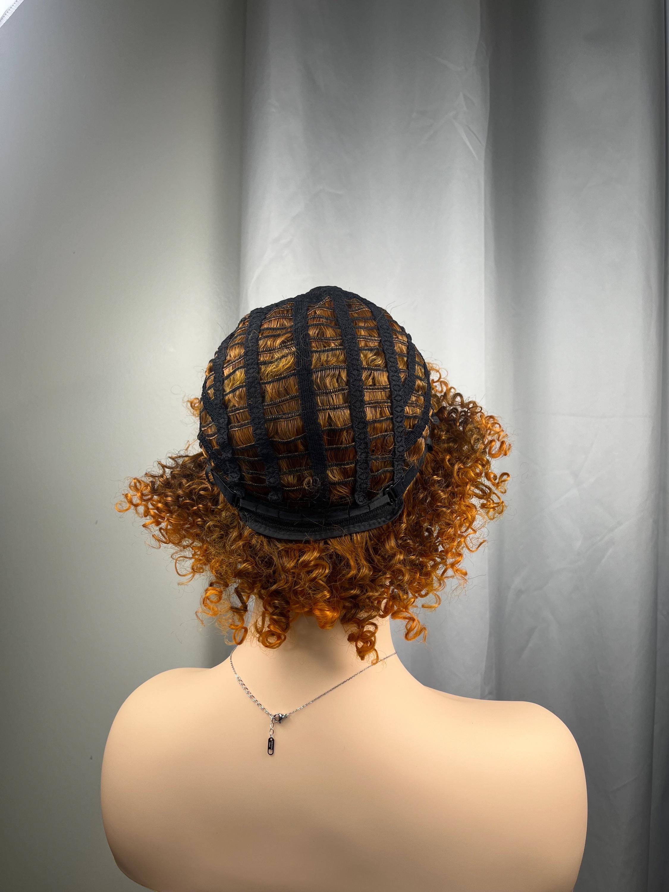 Ginger curly Afro wig with dark brown roots Premium Synthetic fiber wig long wig for women hair loss alopecia