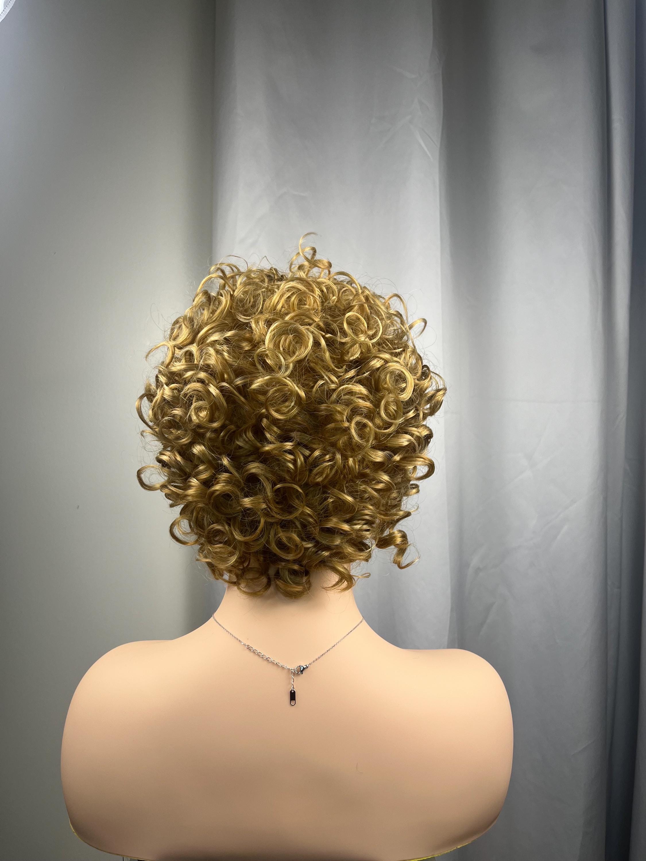 Blonde curly Afro wig Premium Synthetic fiber wig long wig for women hair loss alopecia