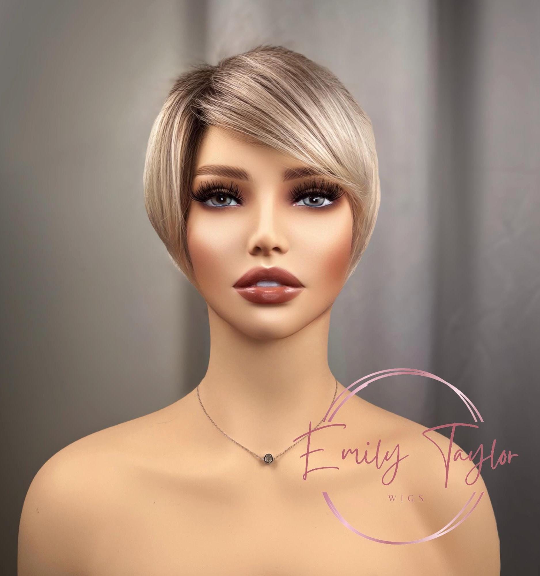 Blonde pink and brown Pixie Wig | Premium Synthetic fibers for women  alopecia chemo hair loss