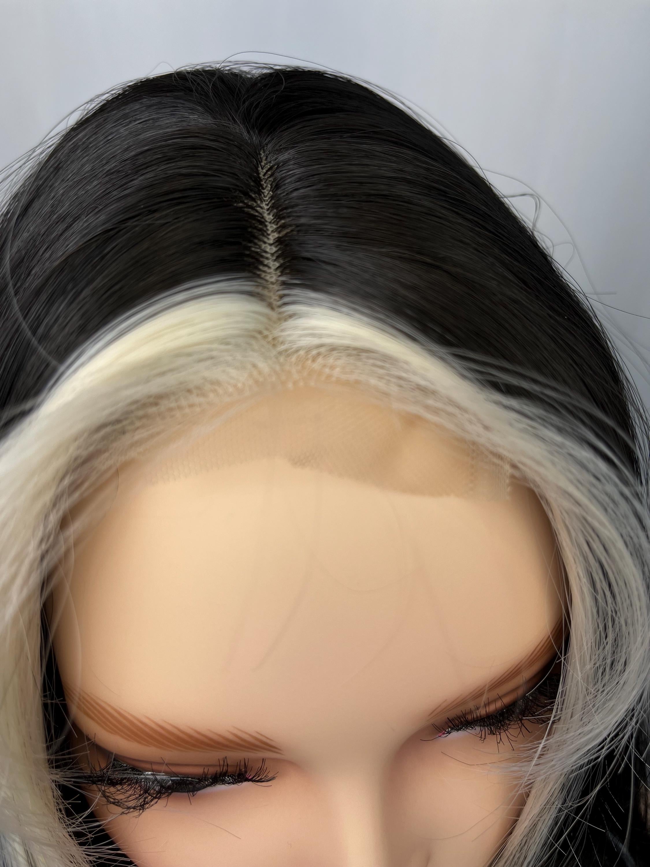 Black and white stripe Wig high quality  Synthetic fibers heat resistant wig