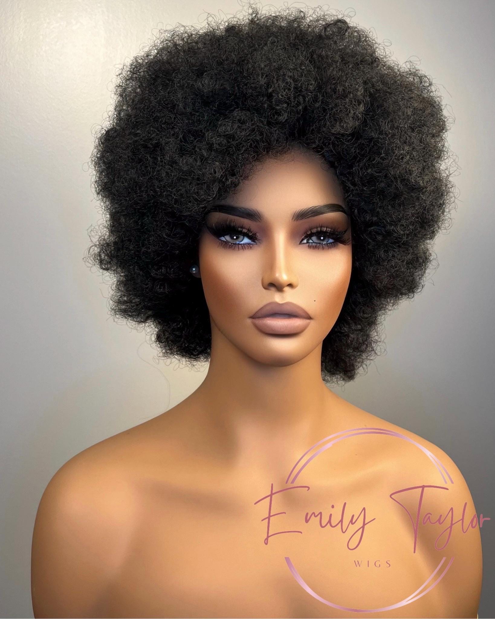 Afro Wig kinky black wig Premium Synthetic fibers Black short medium big wig